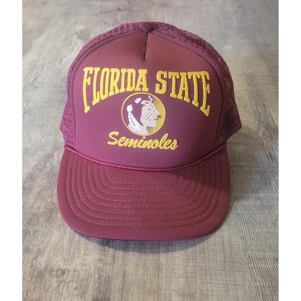 Vintage Florida State Seminoles Hat Cap Snap Back NCAA Football Trucker 80s Mesh